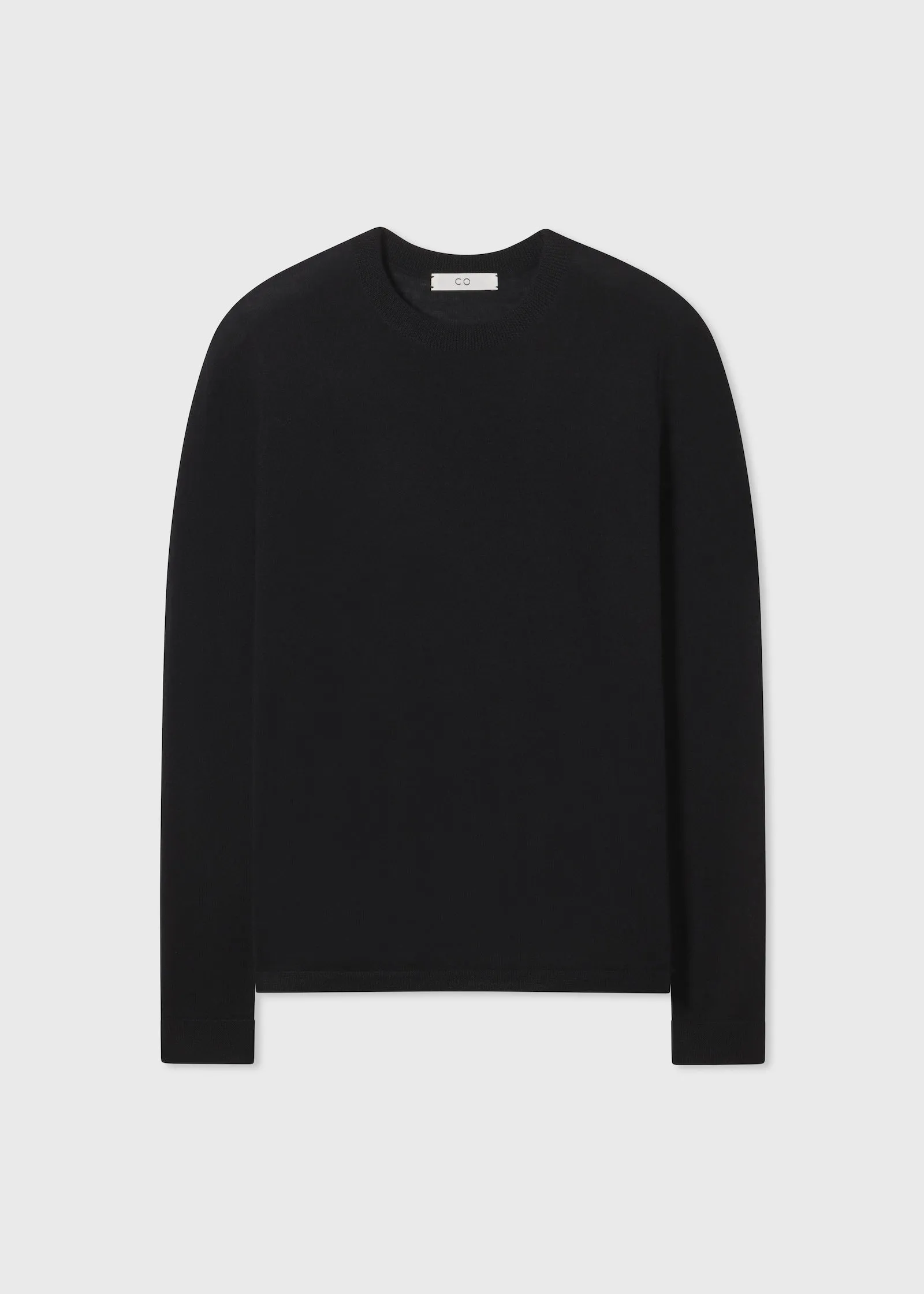 Long Sleeve Crew in Fine Cashmere - Black