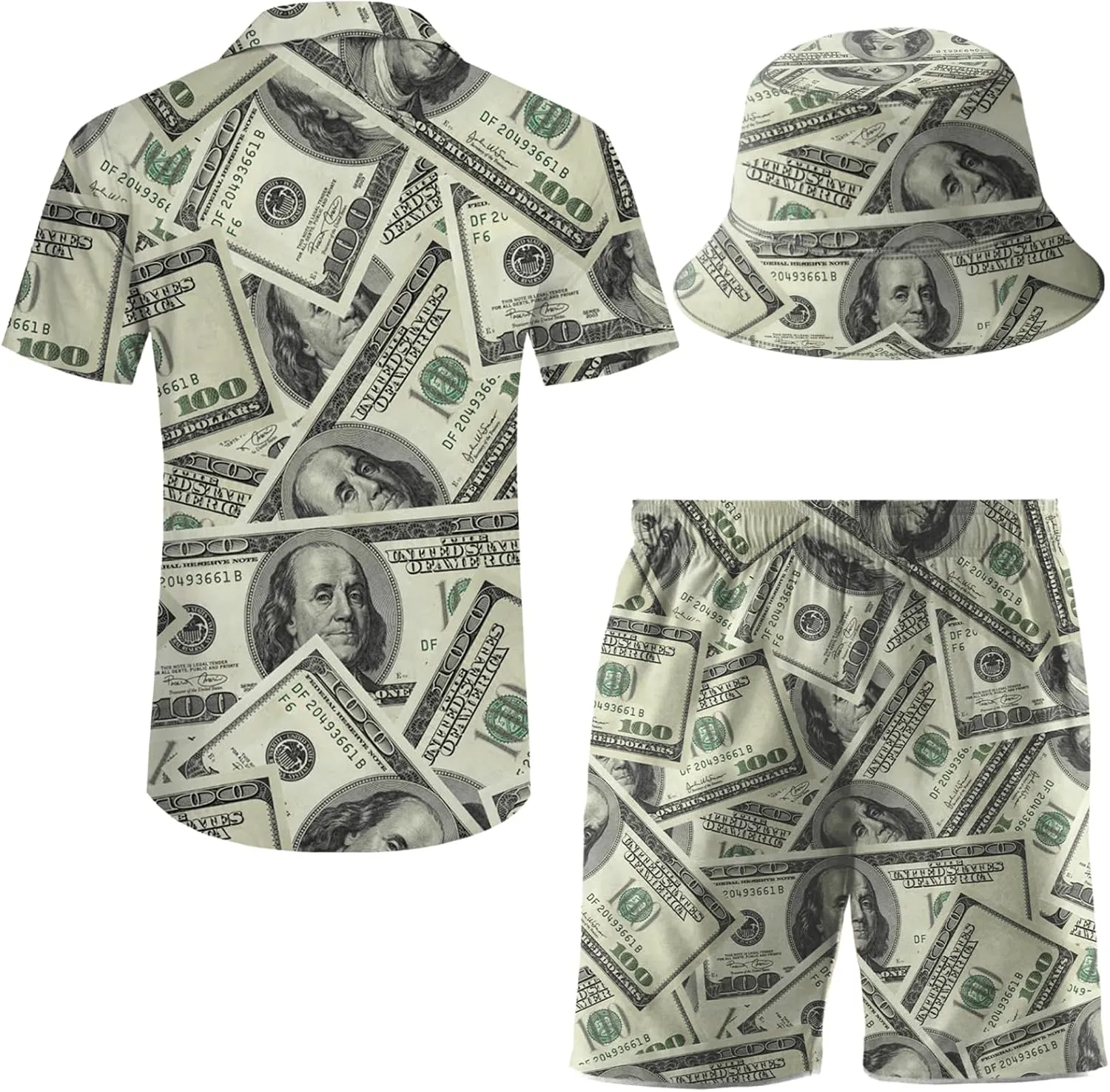 Men's 2 Piece Tracksuit Hawaiian Shirt Shorts Button Down Shirt and Shorts Sets with Bucket Hats