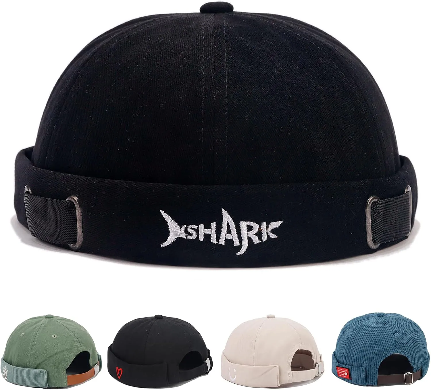 Mens Docker Cap Brimless Hats Skull Cap Sailor Caps Adjustable Rolled Cuff Retro Womens Beanie Hat