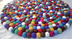 Multi Colored  Woolen Round Felt Balls Mat/Carpet 50CM