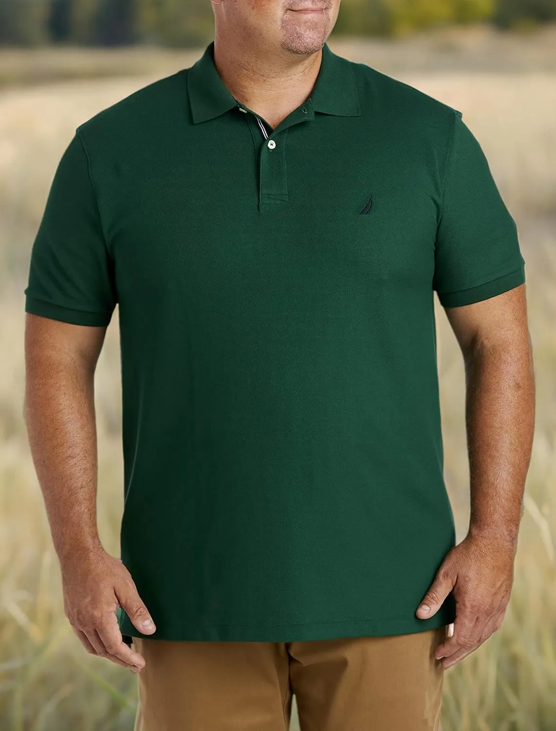 Nautica Men's Big and Tall Classic Fit Short Sleeve Solid Performance Deck Polo Shirt