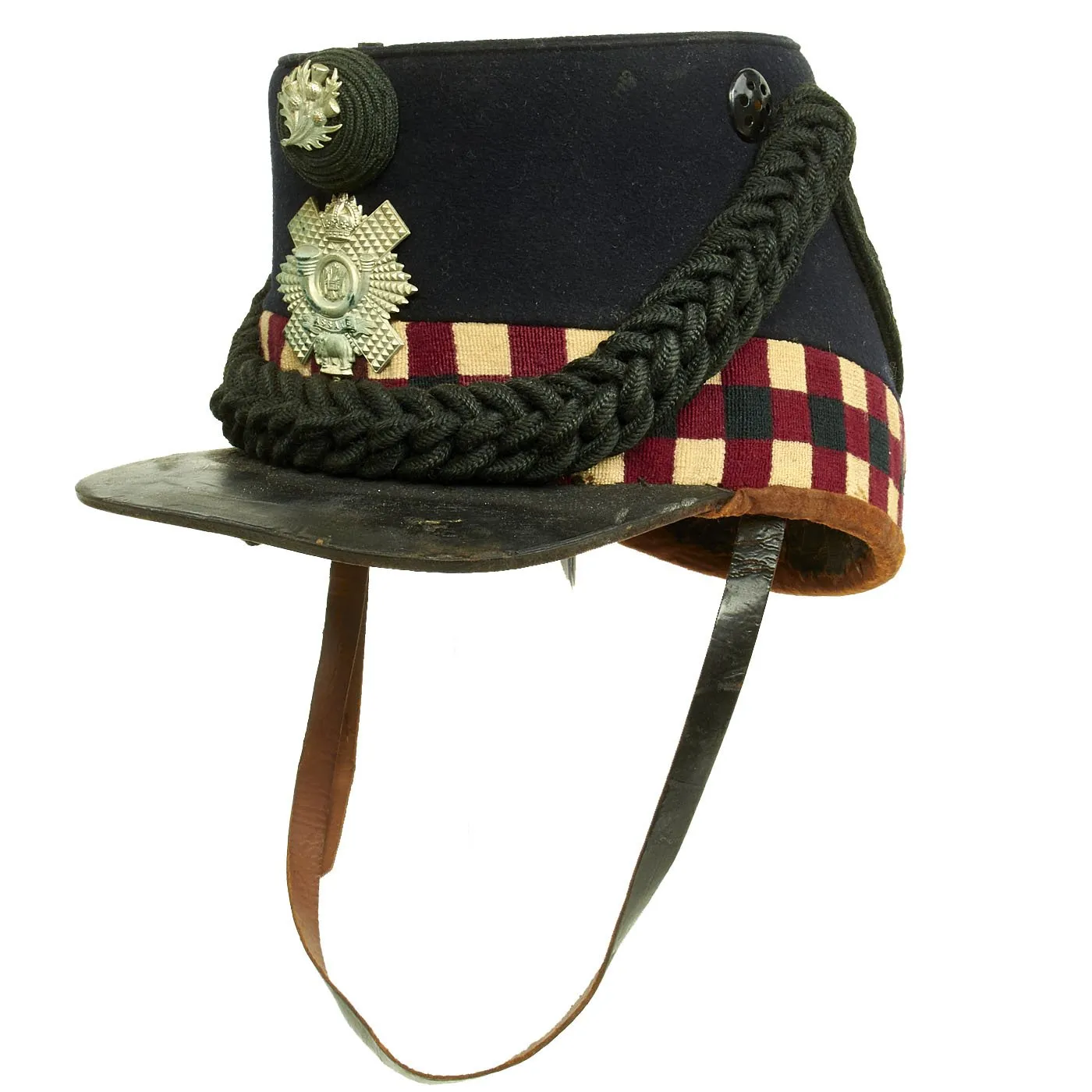 Original British Victorian Era Scottish Highland Light Infantry Shako - Dated 1900