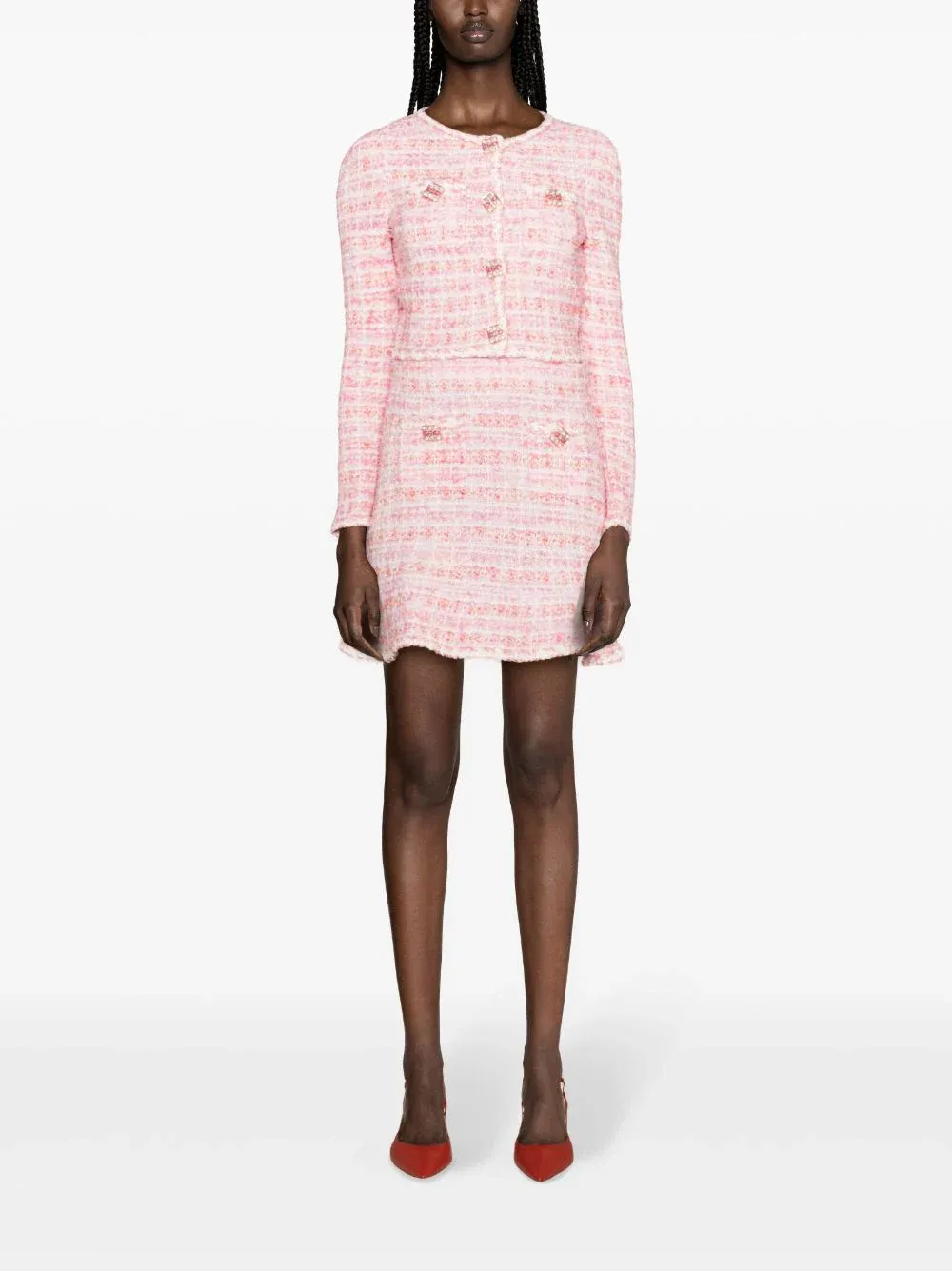 Pink Check Knit Skirt