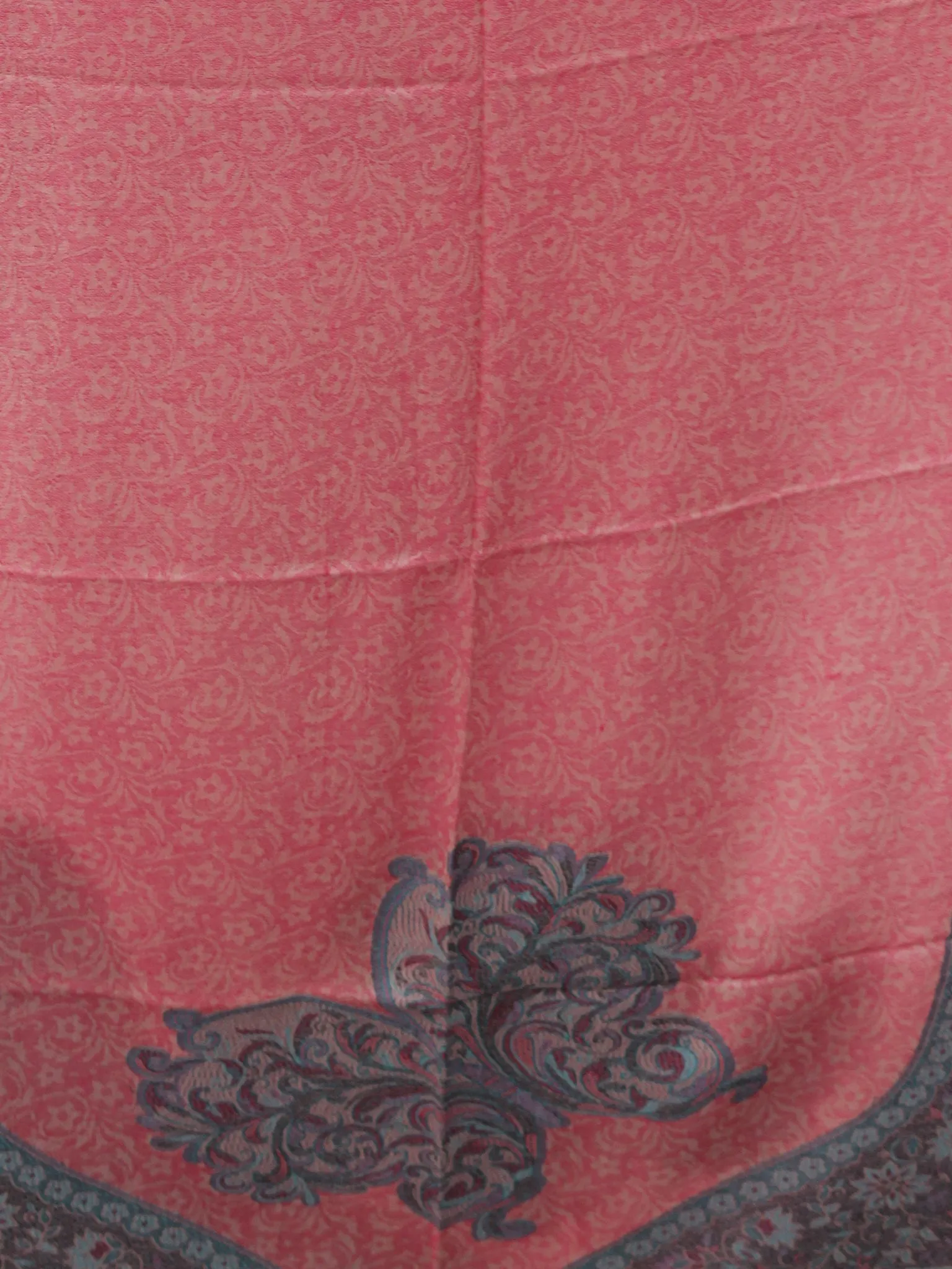 Pink Grey Self Weaved Modal Silk Wool Kashmiri Stole - S200600