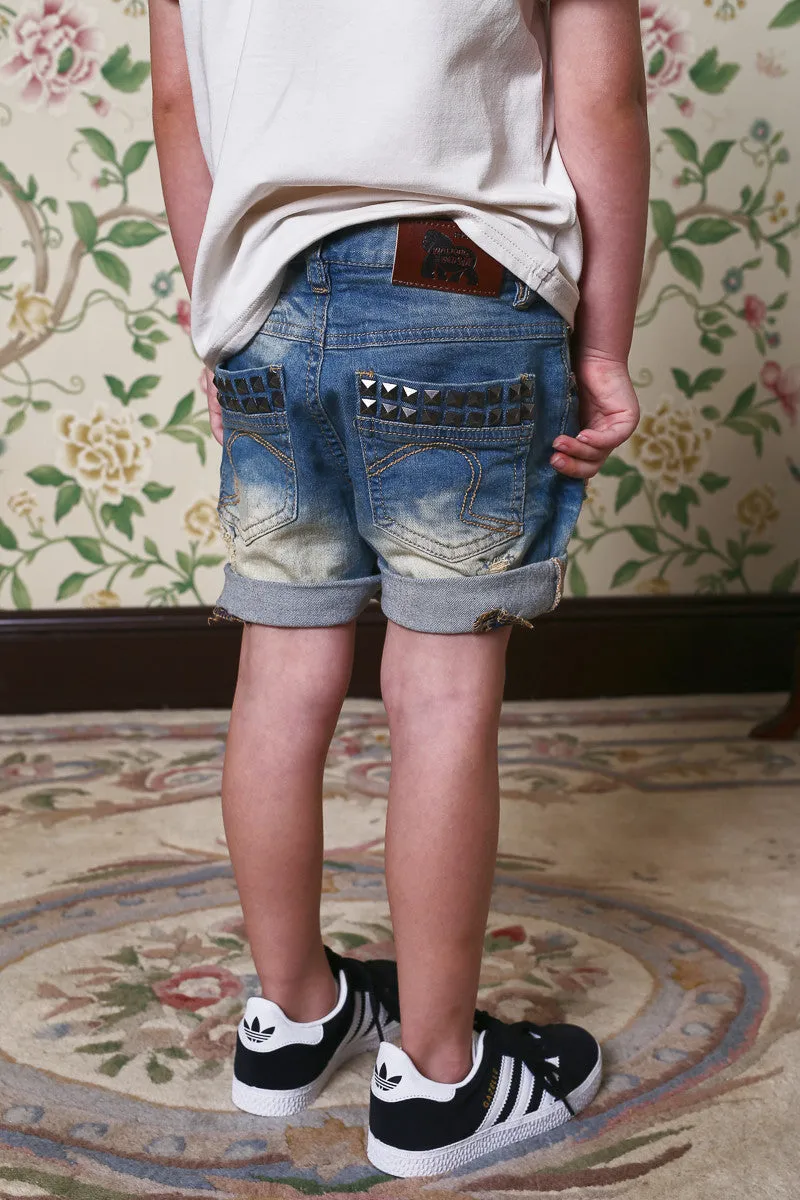 Rock Your Kid Heavy Metal Denim Shorts