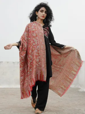 Rust Green Blue Cashmere Jamawar Kani Woolen Stole - S6317200