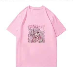Short Sleeve Oversized Anime T-Shirt Women Youth Beautiful Gothic Harajuku Aesthetic Elf Tops Y2B