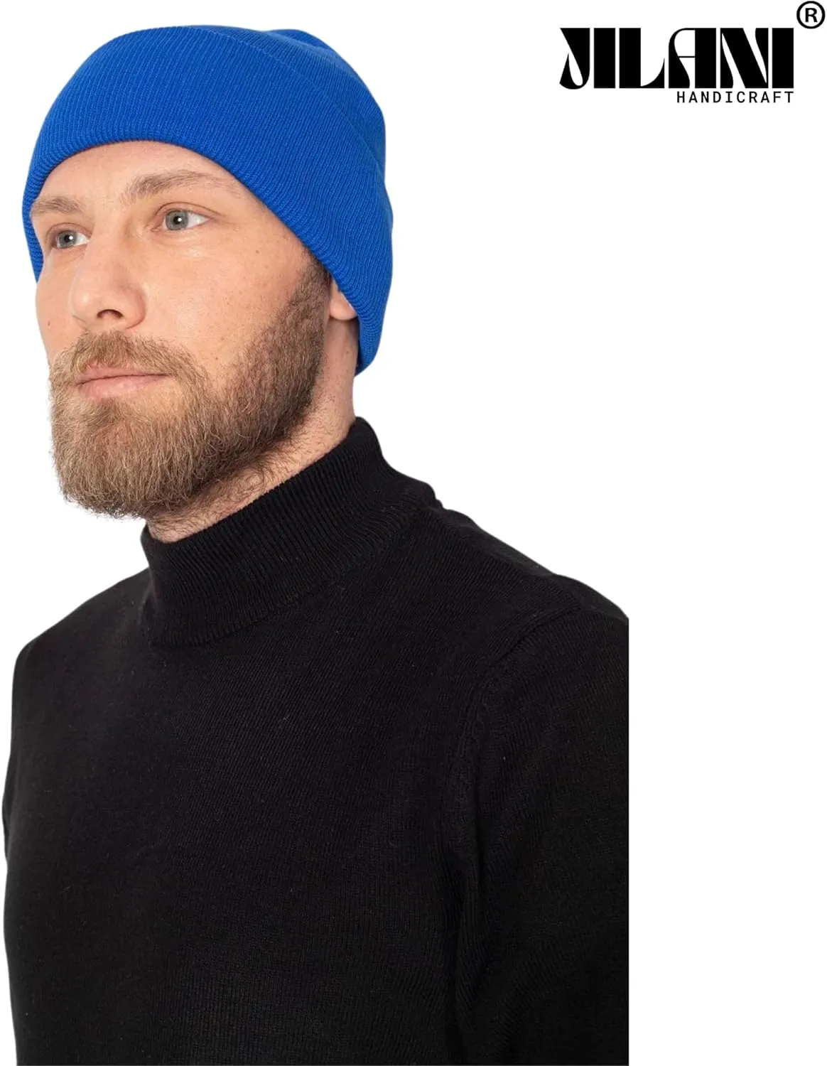 Soft Multicolor Winter Hats, Knitted Beanie Hats for Women & Men Knit Cuffed Beanies Women Plain Beanies