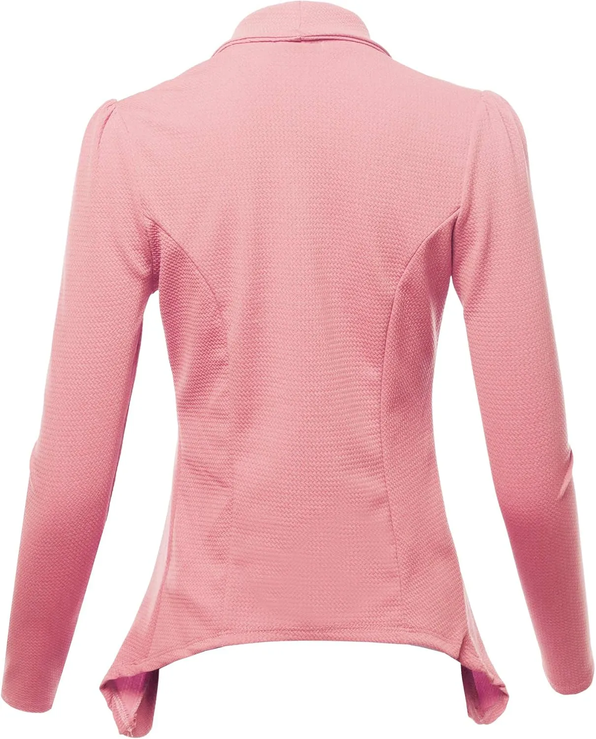SSOULM Women's Long Sleeve Classic Draped Open Front Lightweight Blazer with Plus Size
