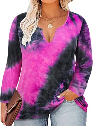 TIYOMI Plus Size Tops Women Long Sleeve Plain Solid Tunics Basic Casual Shirts Autumn Fall Winter Spring XL-5XL