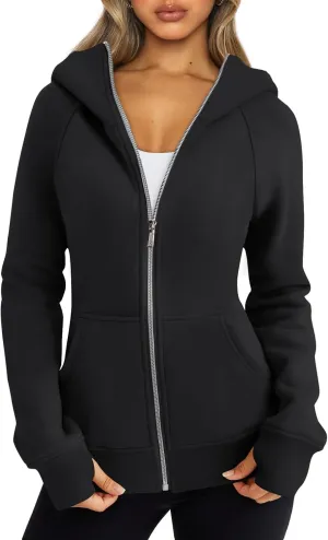 Trendy Queen Womens Zip Up Hoodies Fleece Jackets Oversized Sweatshirts Fall Fashion Outfits Sweaters Winter Clothes