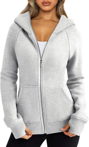 Trendy Queen Womens Zip Up Hoodies Fleece Jackets Oversized Sweatshirts Fall Fashion Outfits Sweaters Winter Clothes