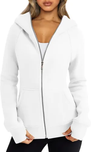 Trendy Queen Womens Zip Up Hoodies Fleece Jackets Oversized Sweatshirts Fall Fashion Outfits Sweaters Winter Clothes