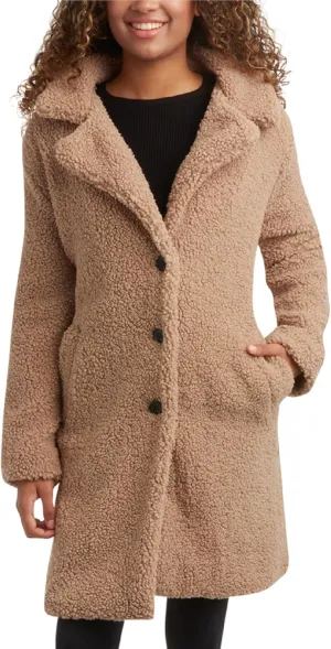 URBAN REPUBLIC Women's Sherpa Coat - Cozy Textured Sherpa Button Up Winter Jacket - Warm Outerwear Coats for Women (S-XL)