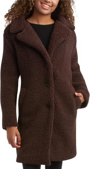 URBAN REPUBLIC Women's Sherpa Coat - Cozy Textured Sherpa Button Up Winter Jacket - Warm Outerwear Coats for Women (S-XL)