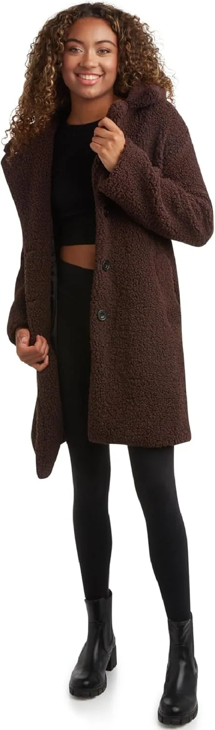 URBAN REPUBLIC Women's Sherpa Coat - Cozy Textured Sherpa Button Up Winter Jacket - Warm Outerwear Coats for Women (S-XL)