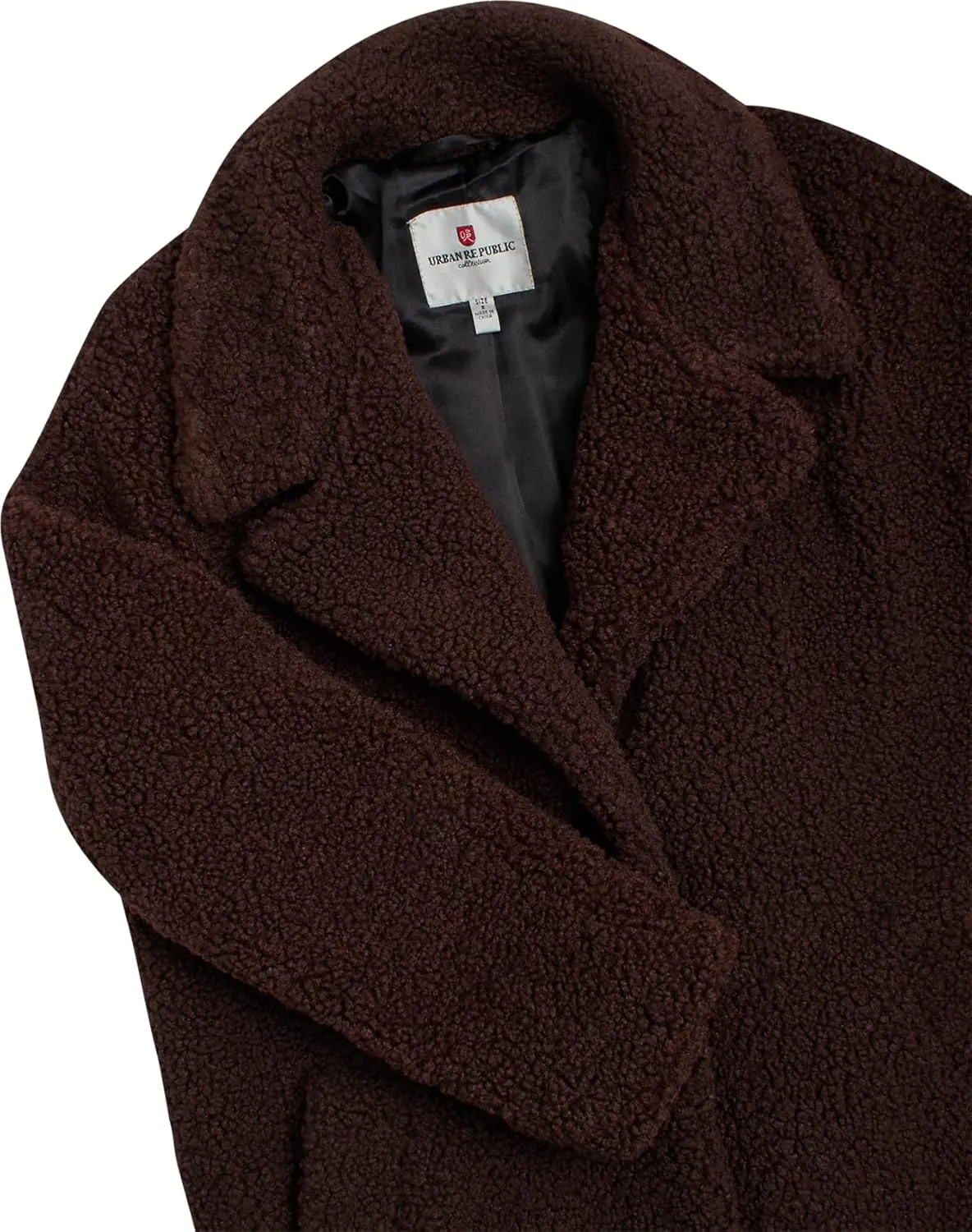 URBAN REPUBLIC Women's Sherpa Coat - Cozy Textured Sherpa Button Up Winter Jacket - Warm Outerwear Coats for Women (S-XL)