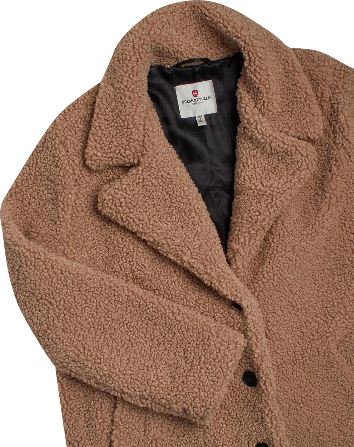 URBAN REPUBLIC Women's Sherpa Coat - Cozy Textured Sherpa Button Up Winter Jacket - Warm Outerwear Coats for Women (S-XL)