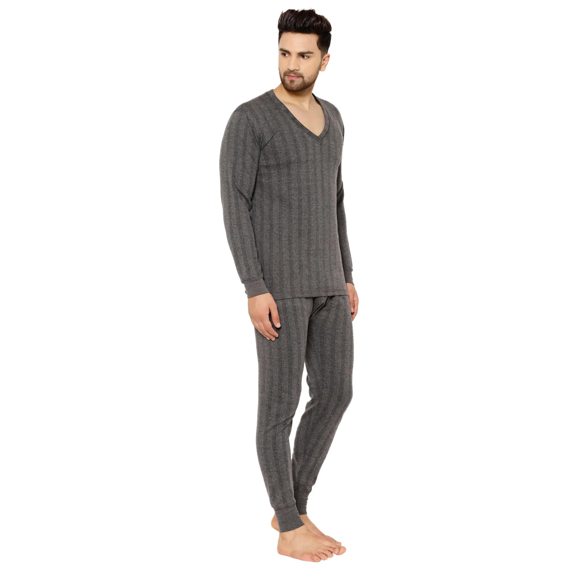 Vimal Jonney Black Thermal Top - Bottom Set For Men's