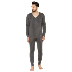 Vimal Jonney Black Thermal Top - Bottom Set For Men's
