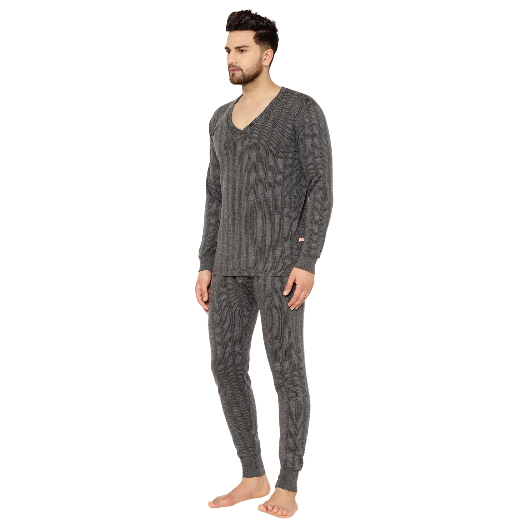 Vimal Jonney Black Thermal Top - Bottom Set For Men's