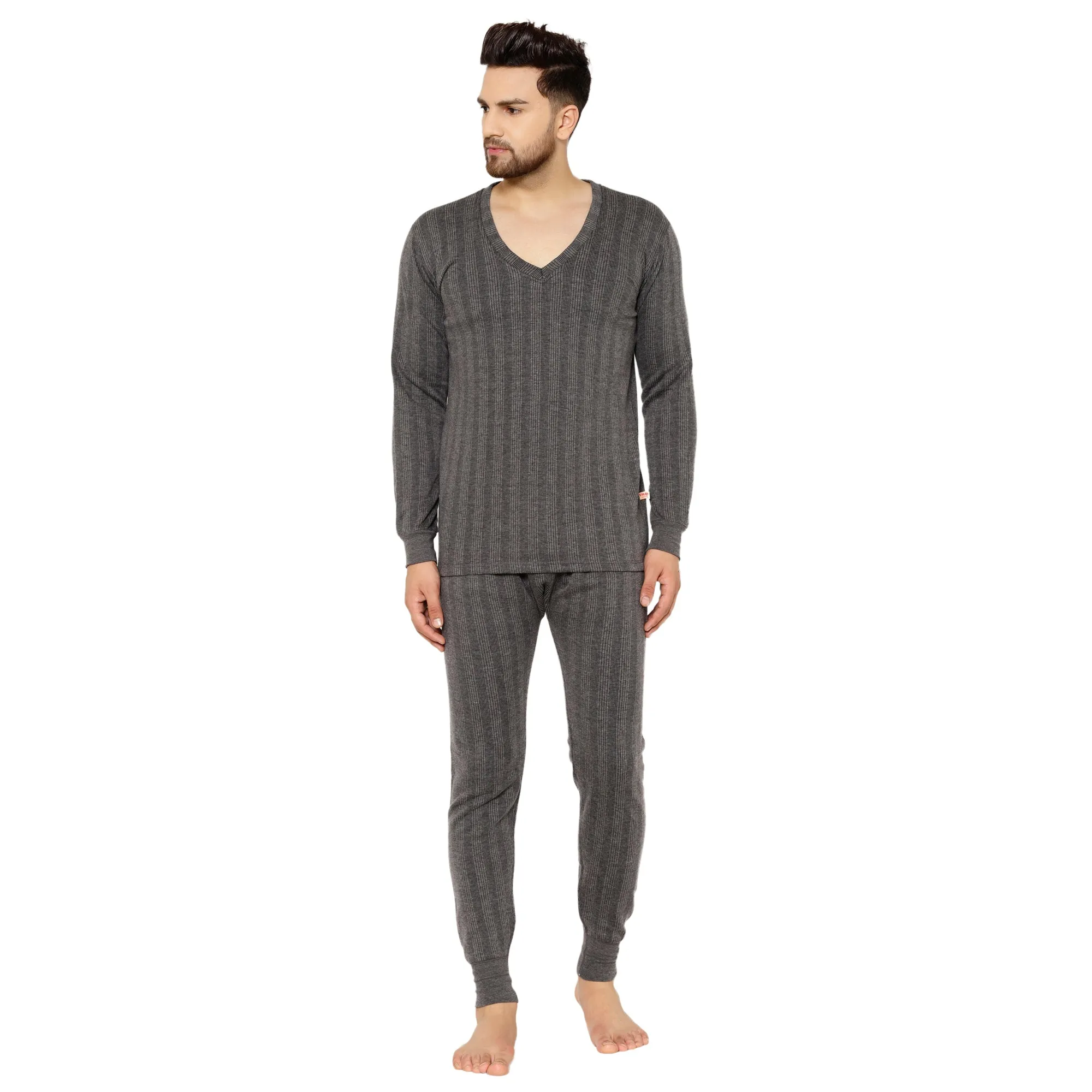 Vimal Jonney Black Thermal Top - Bottom Set For Men's