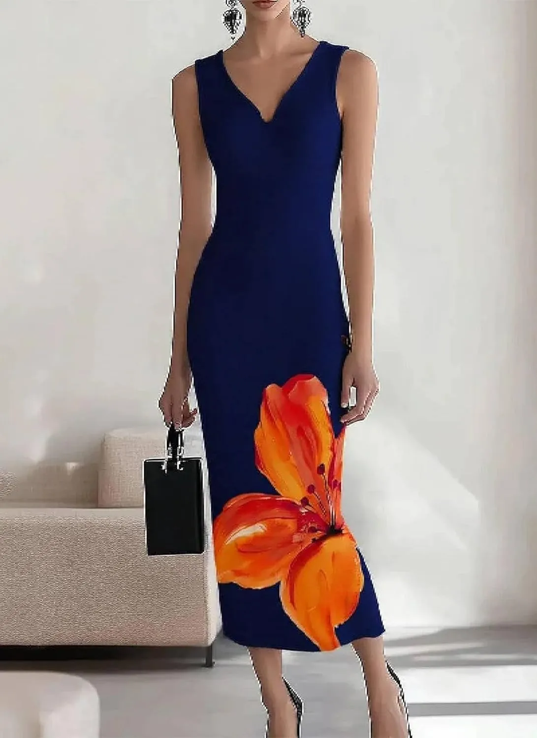Women's Boho Floral Print Wrap Dress 2025 Summer Elegant V Neck A-Line Semi Formal Cocktail Party Maxi Dresses