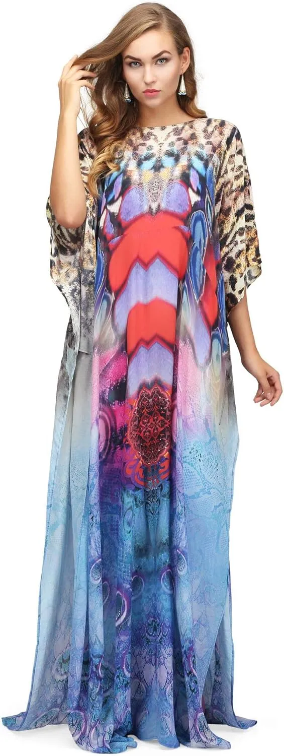 Women's Caftan Dress - Beachwear Coverup Kaftan Casual Long Maxi Lougewear One Size Dresses for Girls & Women