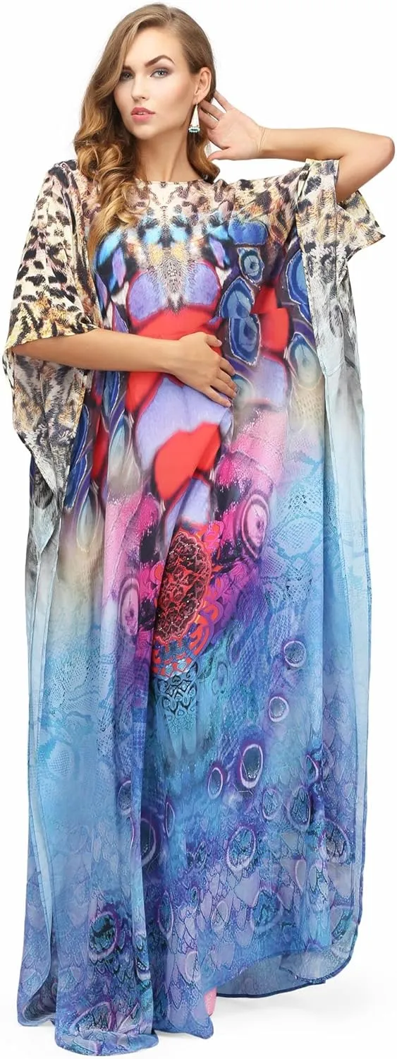 Women's Caftan Dress - Beachwear Coverup Kaftan Casual Long Maxi Lougewear One Size Dresses for Girls & Women